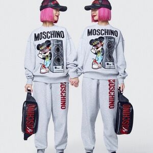 Moschino Gray Mickey Graphic Sweatshirt and Sweatshurt
